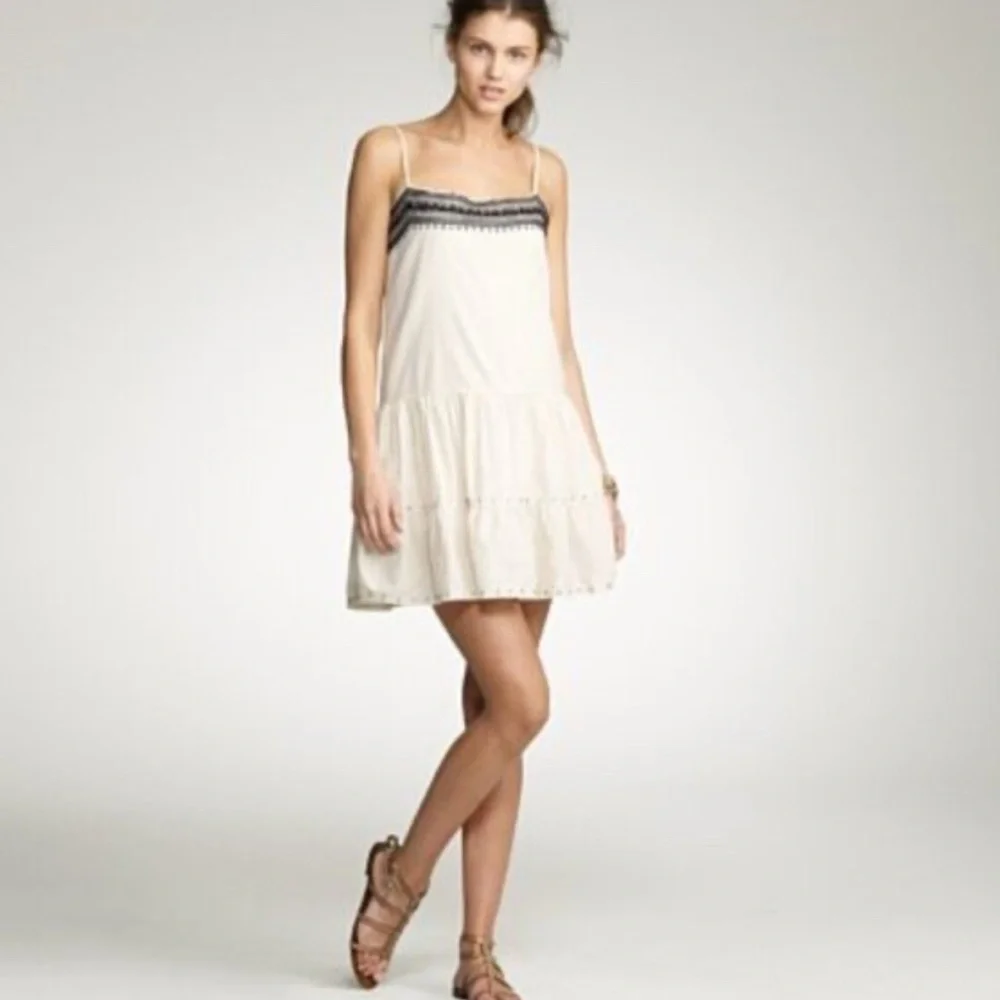 J. Crew Embroidered Siesta Drop Waist Spaghetti Strap Mini Dress in Pink Small
